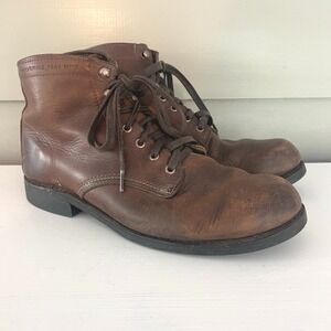 Wolverine 1000 Mile Plain Toe Boots Brown Men 10.5 D Leather Vibram Lace Up
